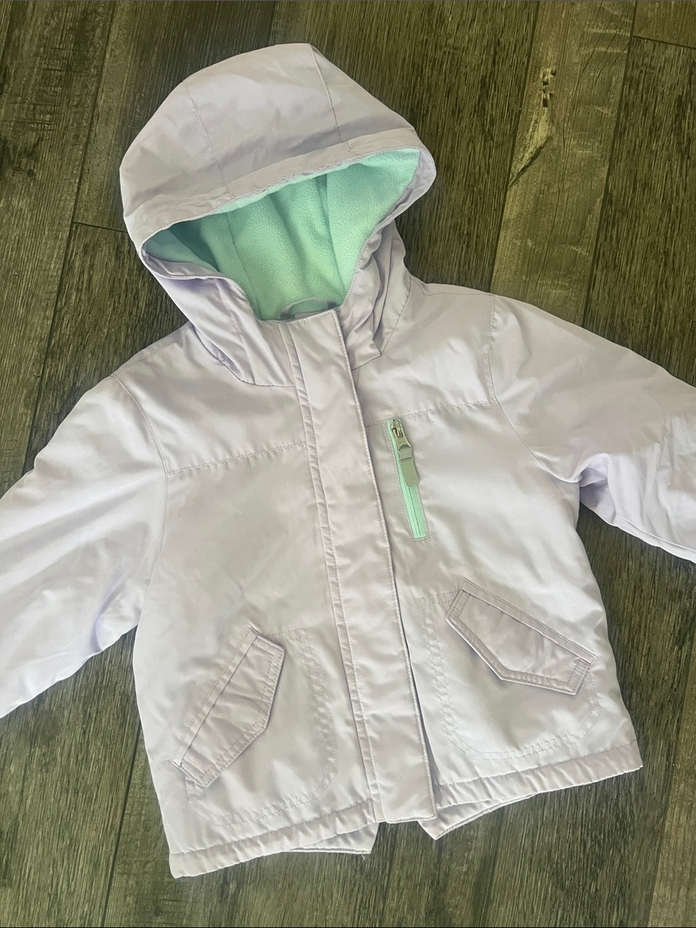 wonder nation Light Lavender Hooded Jacket with double zipper and velcro closure